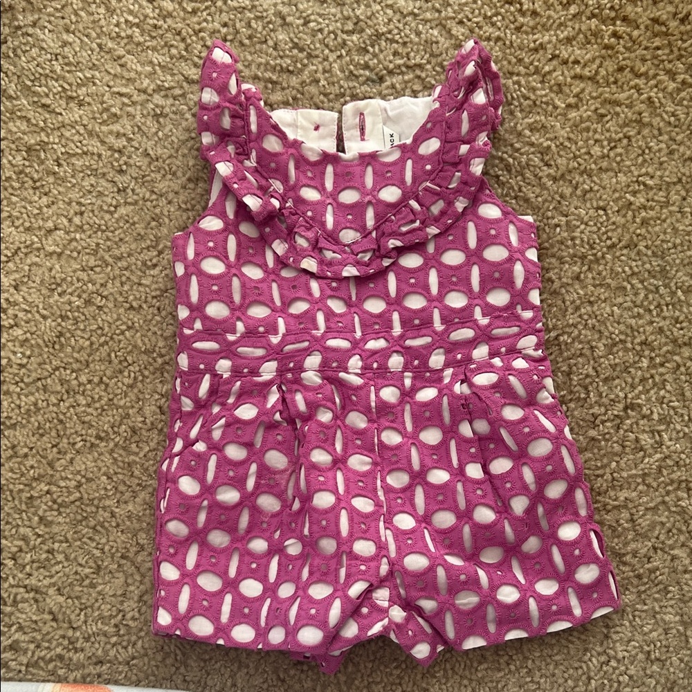 Janie and Jack Purple and White Eyelet Romper